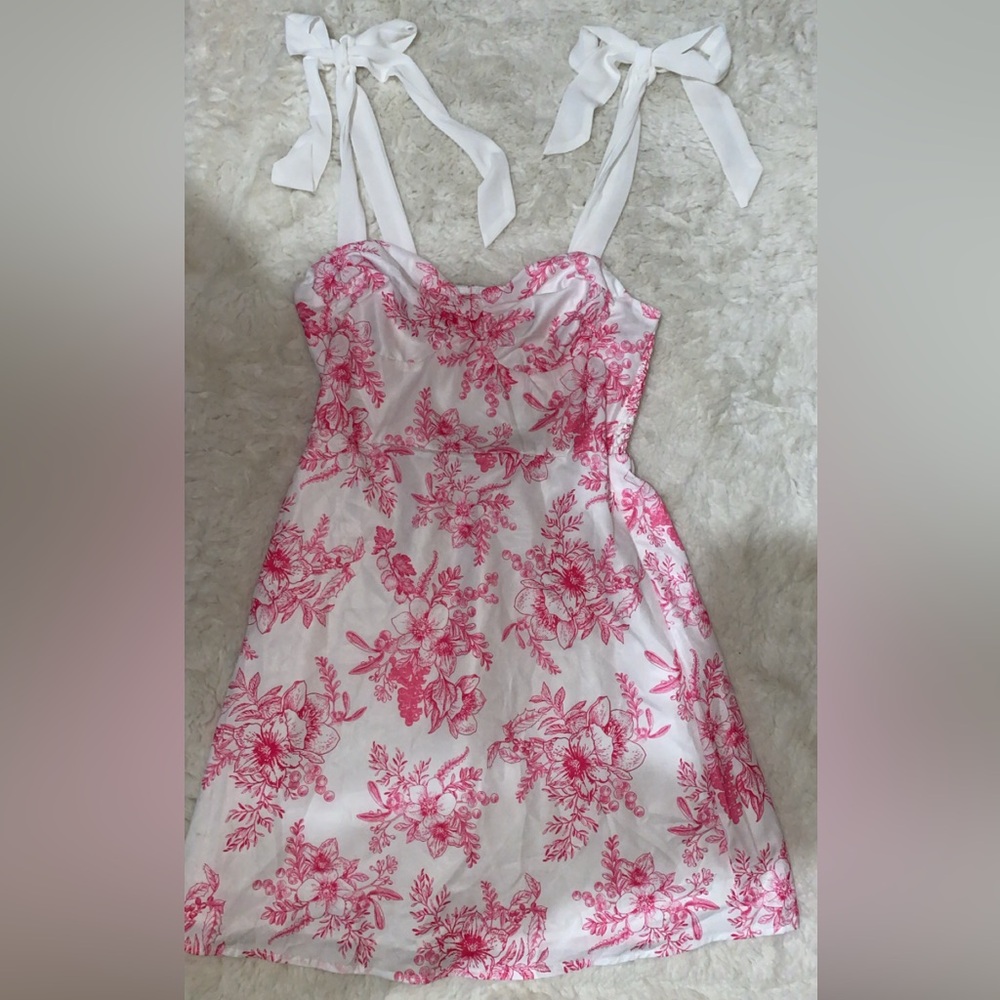 Floral Pink and White Dress